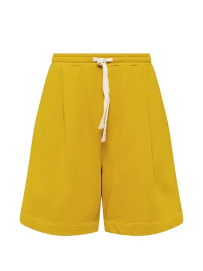 Laneus Drawstring Fleece Shorts In Yellow