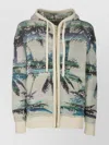 Laneus Drawstring Hooded Knitwear With Ribbed Details In Neutral