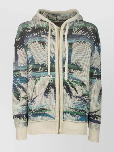 Laneus Drawstring Hooded Knitwear With Ribbed Details In Neutral