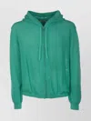 Laneus Drawstring Hooded Sweater Ribbed Cuffs In Green