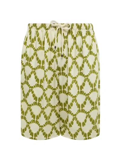 Laneus Drawstring Patterned Shorts In Green