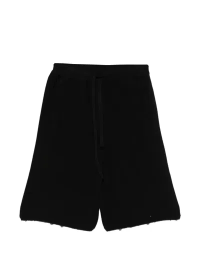 Laneus Drawstring Raw-edge Shorts In Black
