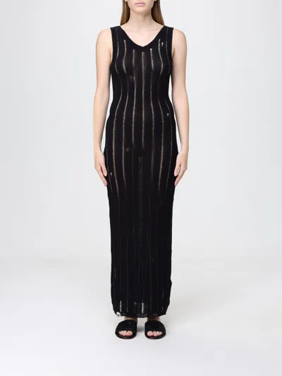 Laneus Knitted Long Dress In Black