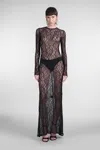 Laneus Chantilly Lace Maxi Dress In Black