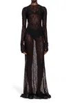 Laneus Abito Lungo In Pizzo In Black