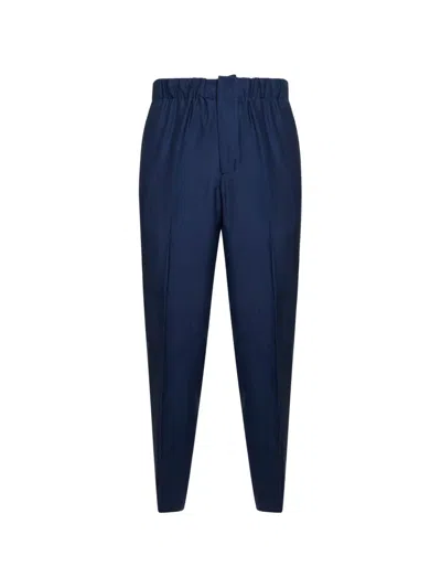 Laneus Elastic-waistband Tapered Trousers In Blue