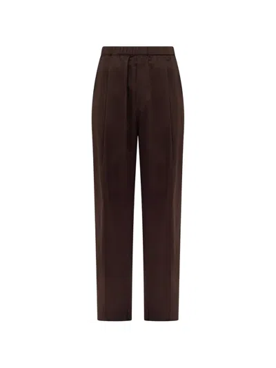 Laneus Elasticated-waistband Front-pleat Trousers In Brown