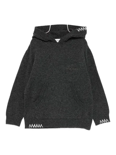 Laneus Kids' Embroidered Hoodie In Black