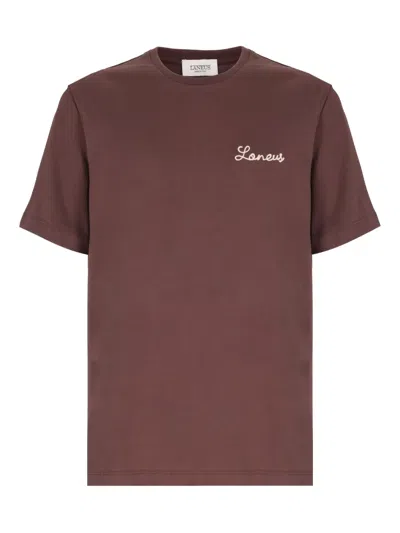 Laneus Embroidered-logo T-shirt In Brown