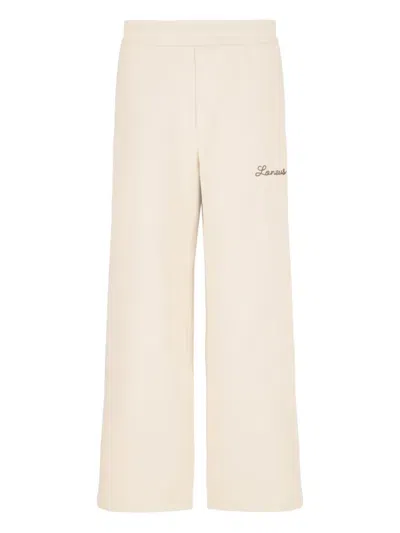 Laneus Embroidered-logo Track Pants In Neutral