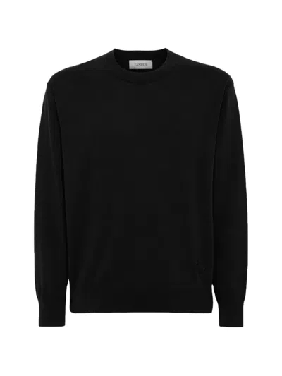 Laneus Embroidered-star Crew-neck Sweater In Black
