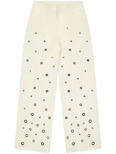 Laneus Eyelet-detail Wide-leg Jeans