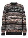 Laneus Fairisle-pattern Crew-neck Sweater In Brown