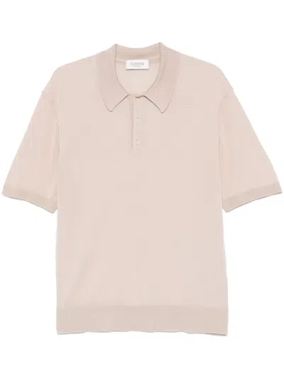 Laneus Fine-knit Polo Shirt In Brown