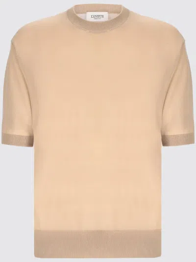 Laneus Fine-knit T-shirt In Neutrals