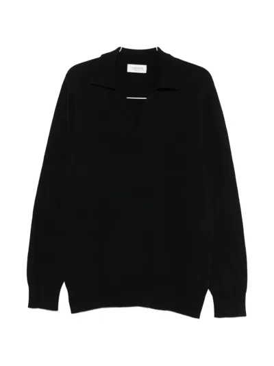 Laneus Fine-knit Long-sleeve Sweater In Black