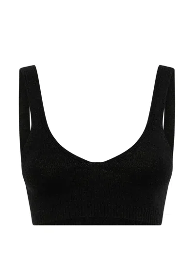 Laneus Fine-knit Sleeveless Bralette In Black