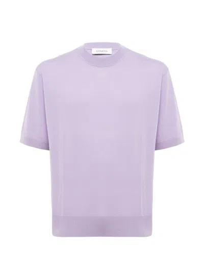 Laneus Fine-knit T-shirt In Purple