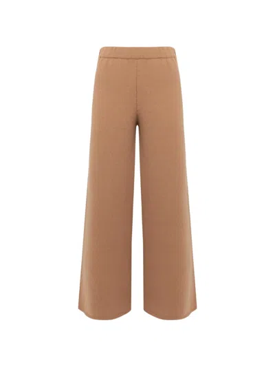 Laneus Fine-knit Wide-leg Trousers In Neutral
