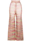 Laneus Flared Open-knit Trousers In Pink