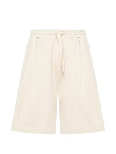 Laneus Fleece Drawstring Shorts In Neutral
