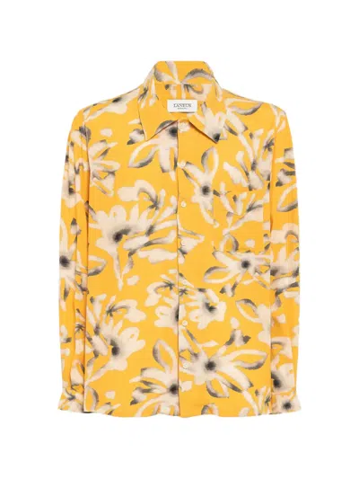 Laneus Floral-pattern Shirt In Yellow