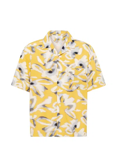 Laneus Floral-pattern Shirt In Yellow