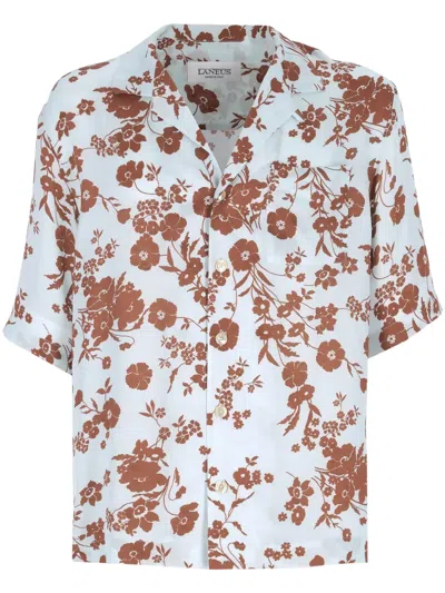 Laneus Hemd Mit Blumenmuster In Blau