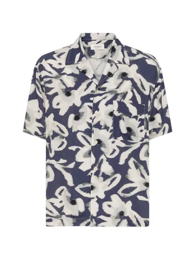 Laneus Floral-print Shirt In Blue