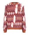 Laneus Frayed Geometric-pattern Sweater In Pink