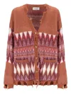 Laneus Geometric Patterned Long Sleeve Cardigan In Multi