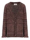 Laneus Fringed Button Cardigan In Brown