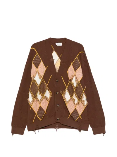 Laneus Fringed Cardigan In Brown