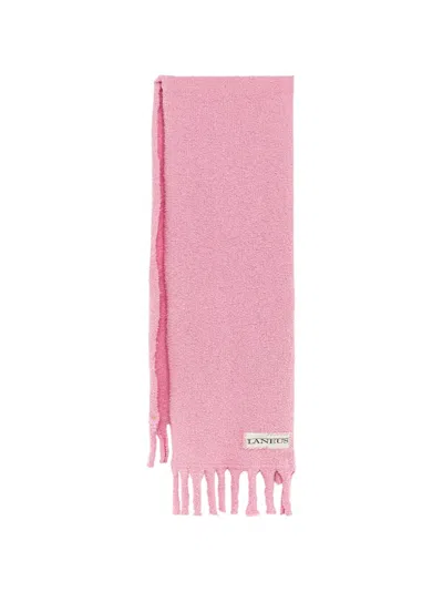Laneus Fringed Textured-knit Scarf In Pink