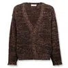 Laneus Gradient Mélange V-neck Cardigan In Brown