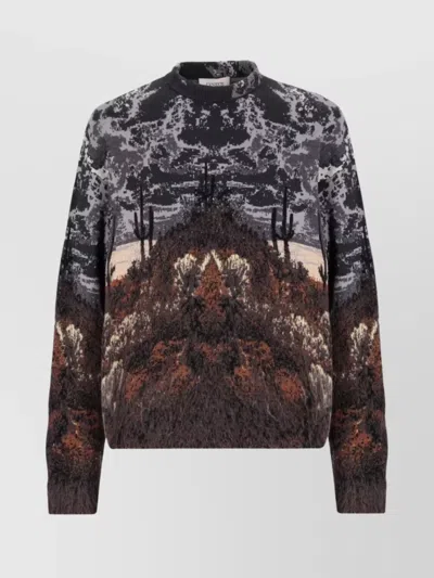 LANEUS GRAPHIC PATTERNED LONG SLEEVE KNIT JUMPER