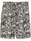 Laneus Black Graphic Print Bermuda Shorts In Black