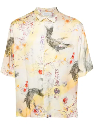 Laneus Graphic-print Shirt In Yellow