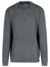Laneus V Neck Ribbed Sweater With Long Sleeves In Gray