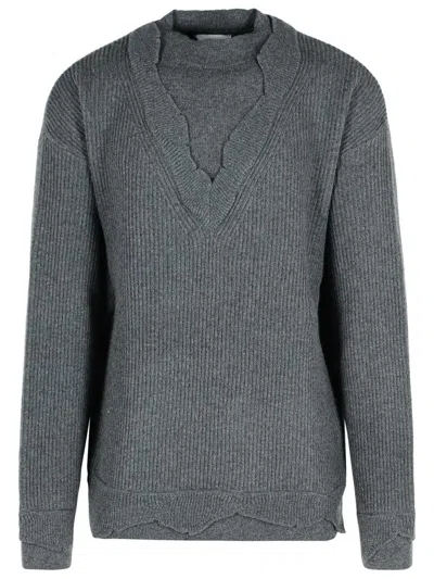 Laneus Grey Wool Blend Sweater In Gray