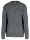 Laneus V Neck Ribbed Sweater With Long Sleeves In Gray