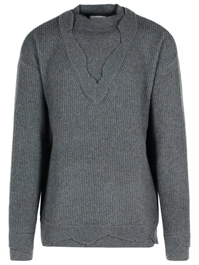 LANEUS GREY WOOL BLEND SWEATER