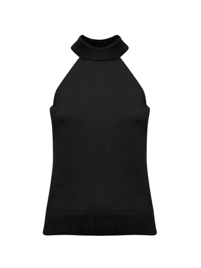 Laneus Halterneck Knitted Top In Black
