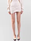 Laneus Hemline Asymmetry Waistband Elastic Texture Ribbed In White