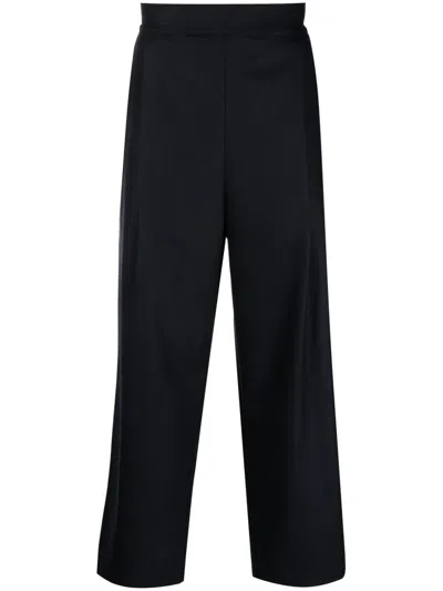 Laneus Ribbed-knit Straight-leg Wool Trousers In 블랙