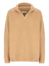 Laneus Hooded Ribbed Knit Sweater In Brown