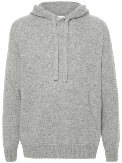 Laneus Grey Melange Cashmere-silk Blend Hoodie