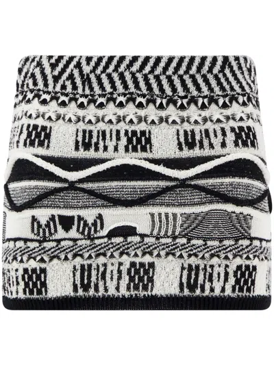 Laneus Intarsia-logo Jacquard Mini Skirt In Black