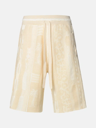 Laneus Ivory Cotton Bermuda Shorts