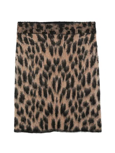 Laneus Jacquard Knit Skirt With Macula Pattern In Brown